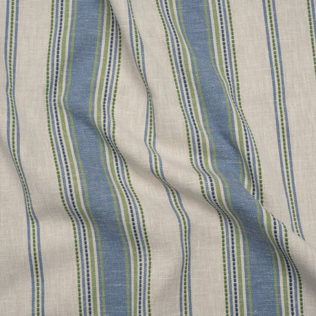 Cotton and Recycled Polyester Woven - Indigo Tactile Stripes - British Imported