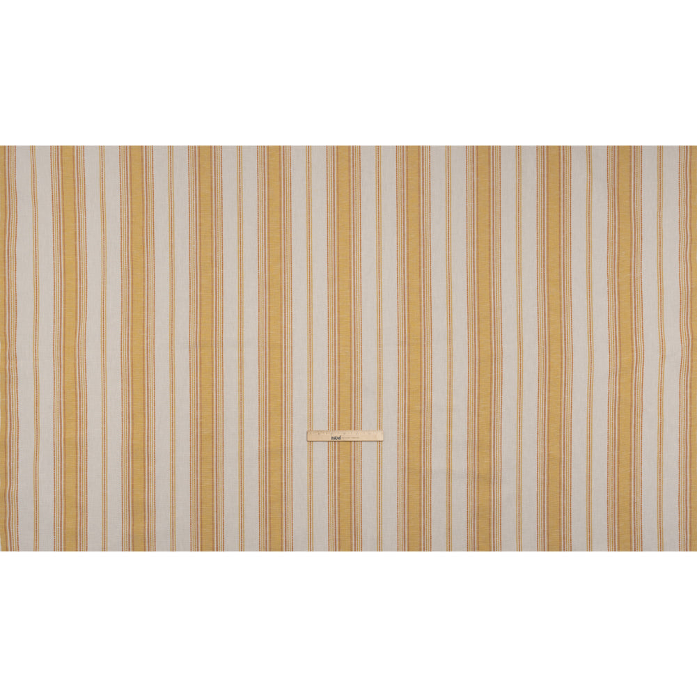Cotton and Recycled Polyester Woven - Marigold Tactile Stripes - British Imported