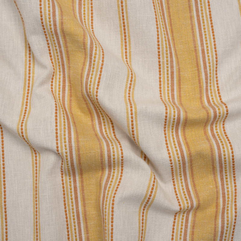 Cotton and Recycled Polyester Woven - Marigold Tactile Stripes - British Imported