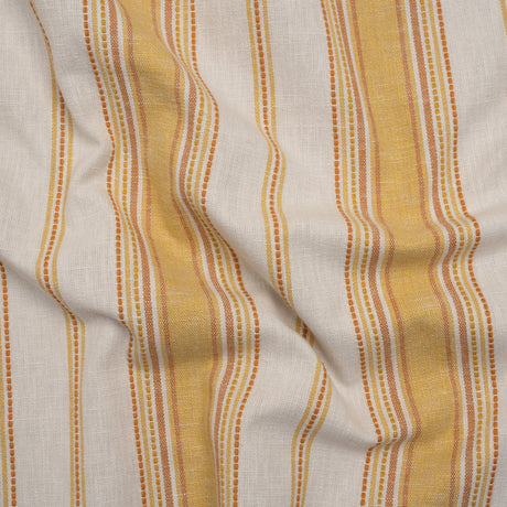 Cotton and Recycled Polyester Woven - Marigold Tactile Stripes - British Imported