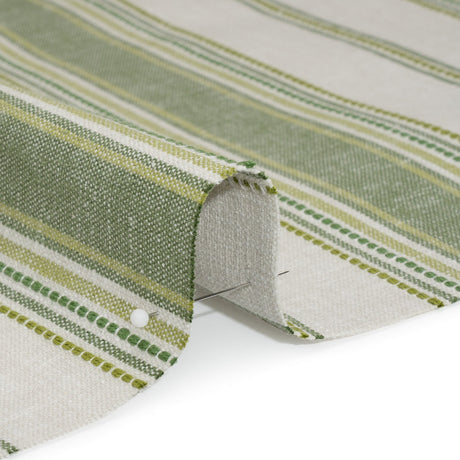 Cotton and Recycled Polyester Woven - Olive Tactile Stripes - British Imported