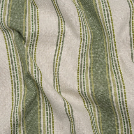 Cotton and Recycled Polyester Woven - Olive Tactile Stripes - British Imported