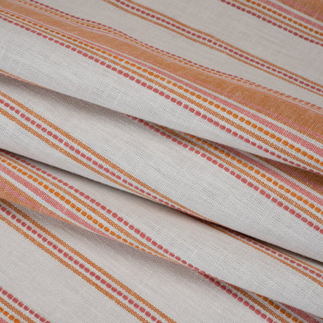 Cotton and Recycled Polyester Woven - Tangerine Tactile Stripes - British Imported