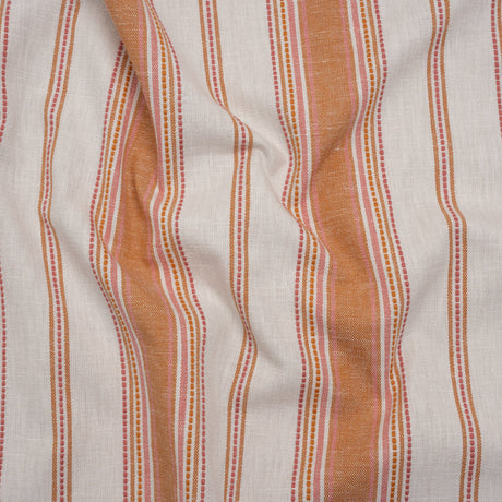 Cotton and Recycled Polyester Woven - Tangerine Tactile Stripes - British Imported
