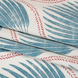 Cotton Canvas Print - Denim Palm Leaf Ogee - British Imported