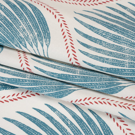Cotton Canvas Print - Denim Palm Leaf Ogee - British Imported