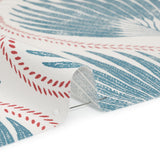 Cotton Canvas Print - Denim Palm Leaf Ogee - British Imported