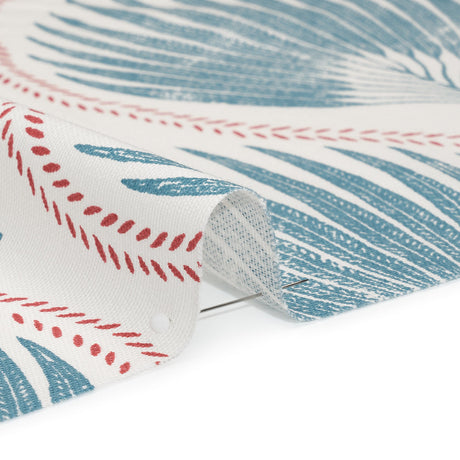 Cotton Canvas Print - Denim Palm Leaf Ogee - British Imported