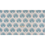 Cotton Canvas Print - Denim Palm Leaf Ogee - British Imported