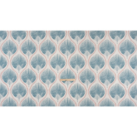 Cotton Canvas Print - Denim Palm Leaf Ogee - British Imported