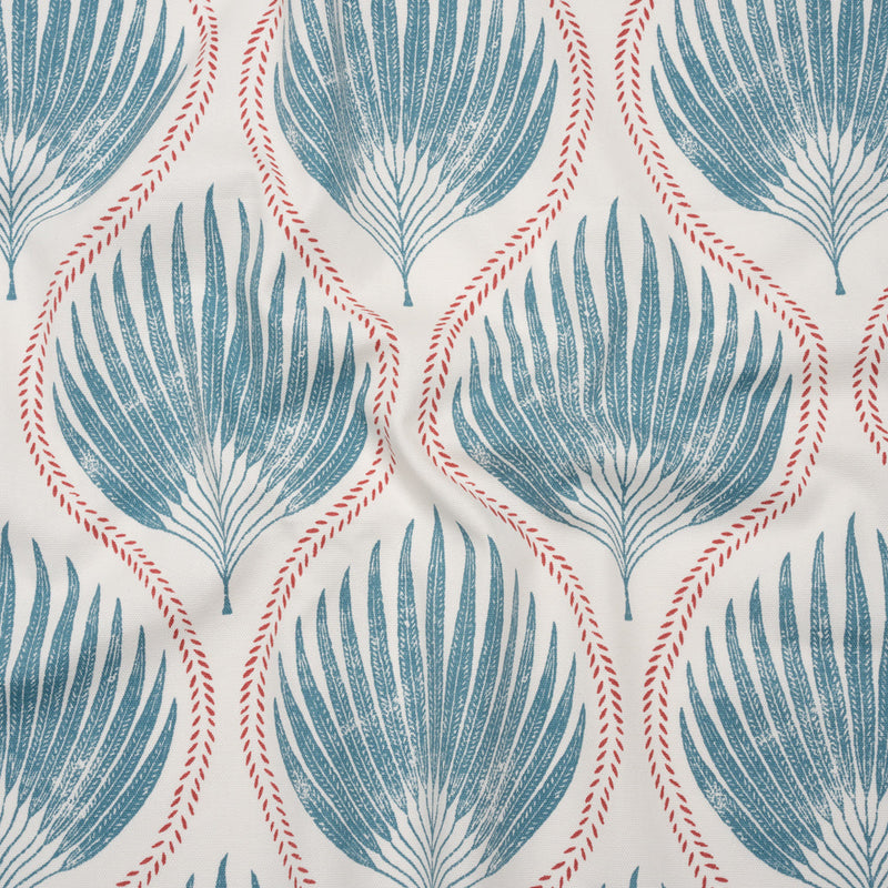 Cotton Canvas Print - Denim Palm Leaf Ogee - British Imported