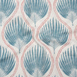 Cotton Canvas Print - Denim Palm Leaf Ogee - British Imported