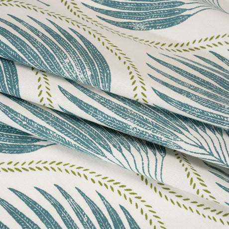 Cotton Canvas Print - Lagoon Palm Leaf Ogee - British Imported