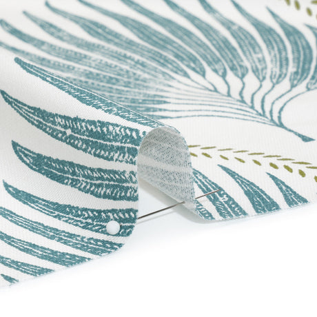 Cotton Canvas Print - Lagoon Palm Leaf Ogee - British Imported