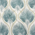 Cotton Canvas Print - Lagoon Palm Leaf Ogee - British Imported