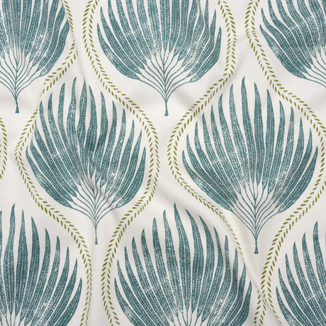 Cotton Canvas Print - Lagoon Palm Leaf Ogee - British Imported