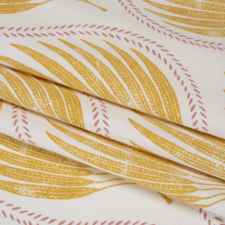 Cotton Canvas Print - Marigold Palm Leaf Ogee - British Imported