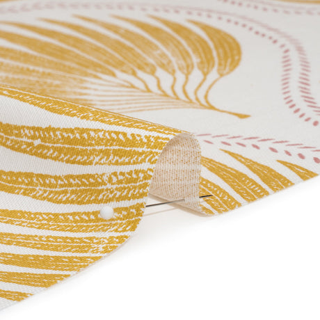 Cotton Canvas Print - Marigold Palm Leaf Ogee - British Imported
