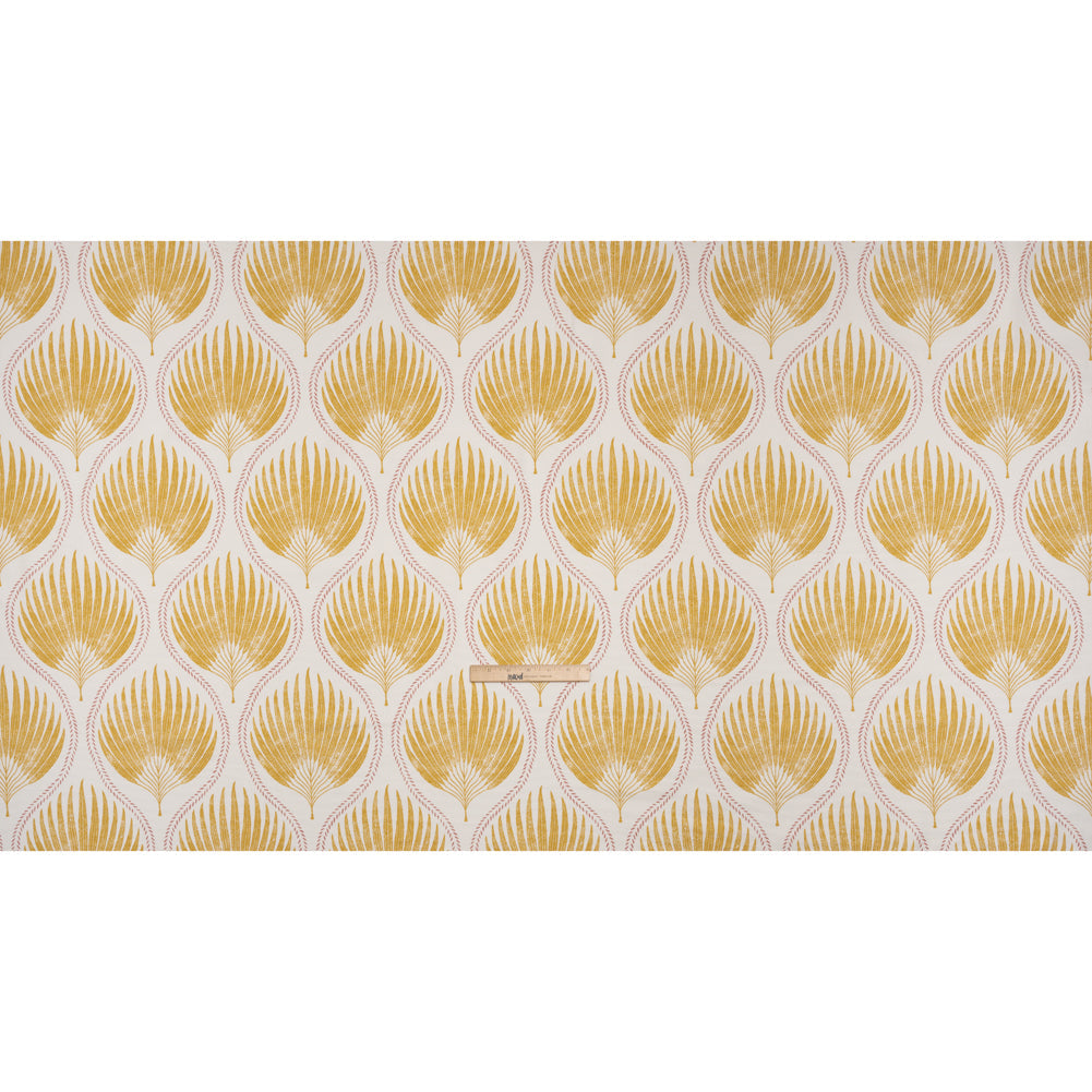 Cotton Canvas Print - Marigold Palm Leaf Ogee - British Imported