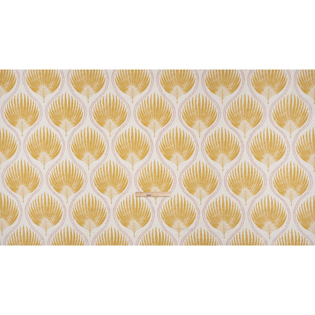 Cotton Canvas Print - Marigold Palm Leaf Ogee - British Imported