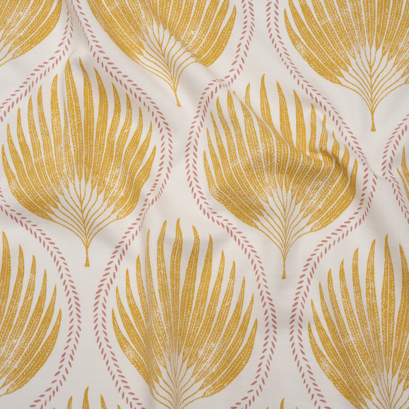 Cotton Canvas Print - Marigold Palm Leaf Ogee - British Imported