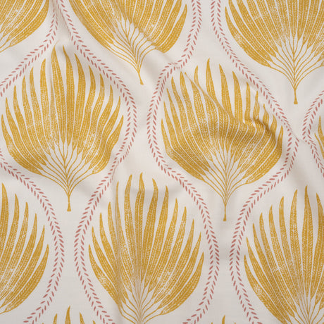 Cotton Canvas Print - Marigold Palm Leaf Ogee - British Imported
