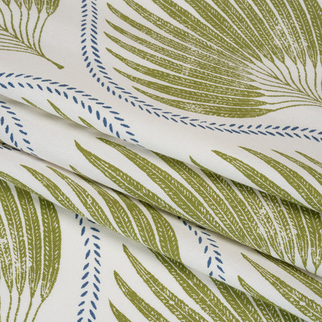Cotton Canvas Print - Olive Palm Leaf Ogee - British Imported