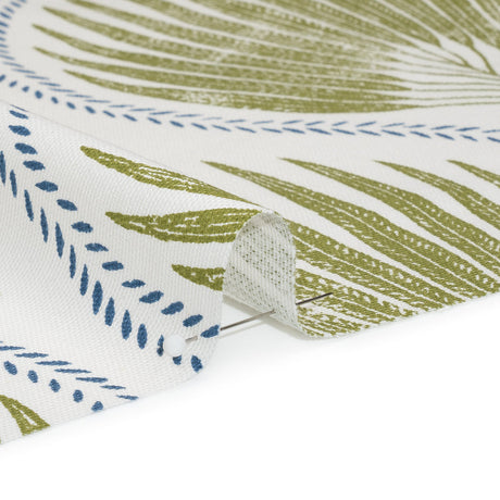 Cotton Canvas Print - Olive Palm Leaf Ogee - British Imported
