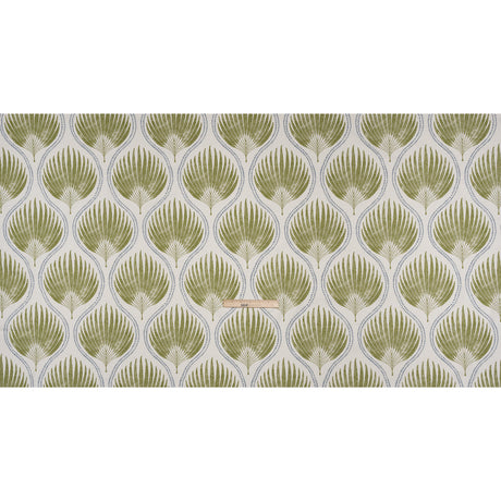 Cotton Canvas Print - Olive Palm Leaf Ogee - British Imported