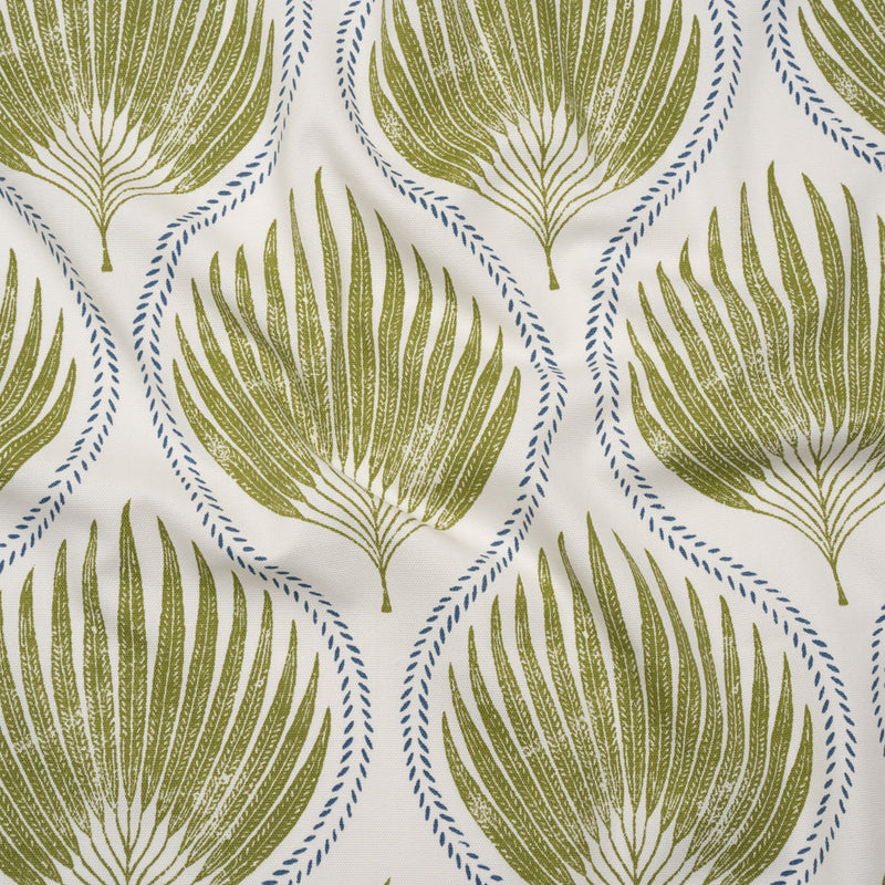 Cotton Canvas Print - Olive Palm Leaf Ogee - British Imported