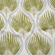 Cotton Canvas Print - Olive Palm Leaf Ogee - British Imported