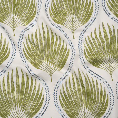 Cotton Canvas Print - Olive Palm Leaf Ogee - British Imported