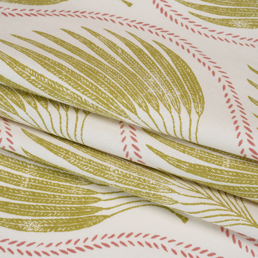 Cotton Canvas Print - Pear Palm Leaf Ogee - British Imported