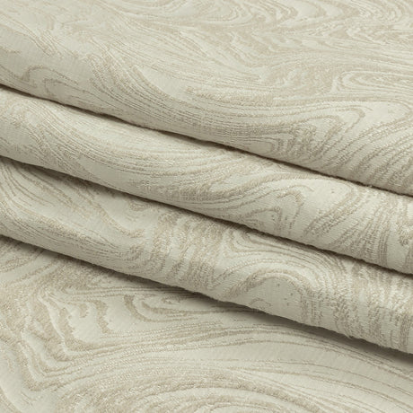 Cotton and Recycled Polyester Drapery Jacquard - Ivory Marbled Lines - British Imported