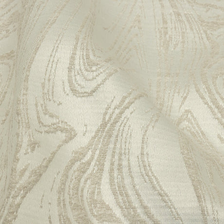 Cotton and Recycled Polyester Drapery Jacquard - Ivory Marbled Lines - British Imported