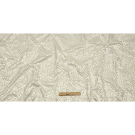 Cotton and Recycled Polyester Drapery Jacquard - Ivory Marbled Lines - British Imported