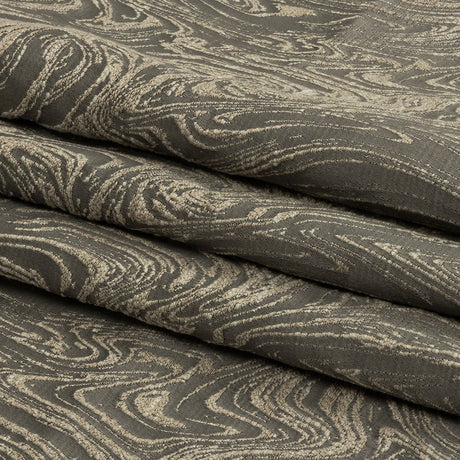 Cotton and Recycled Polyester Drapery Jacquard - Mole Marbled Lines - British Imported