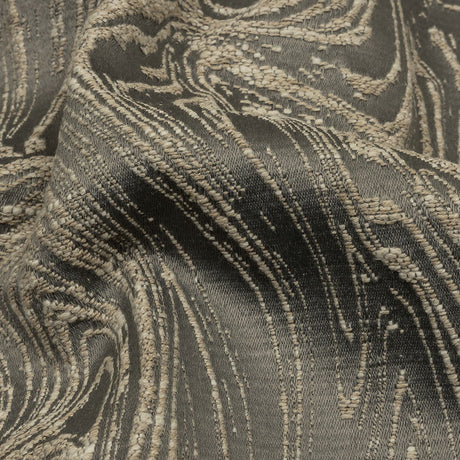 Cotton and Recycled Polyester Drapery Jacquard - Mole Marbled Lines - British Imported