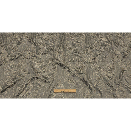 Cotton and Recycled Polyester Drapery Jacquard - Mole Marbled Lines - British Imported