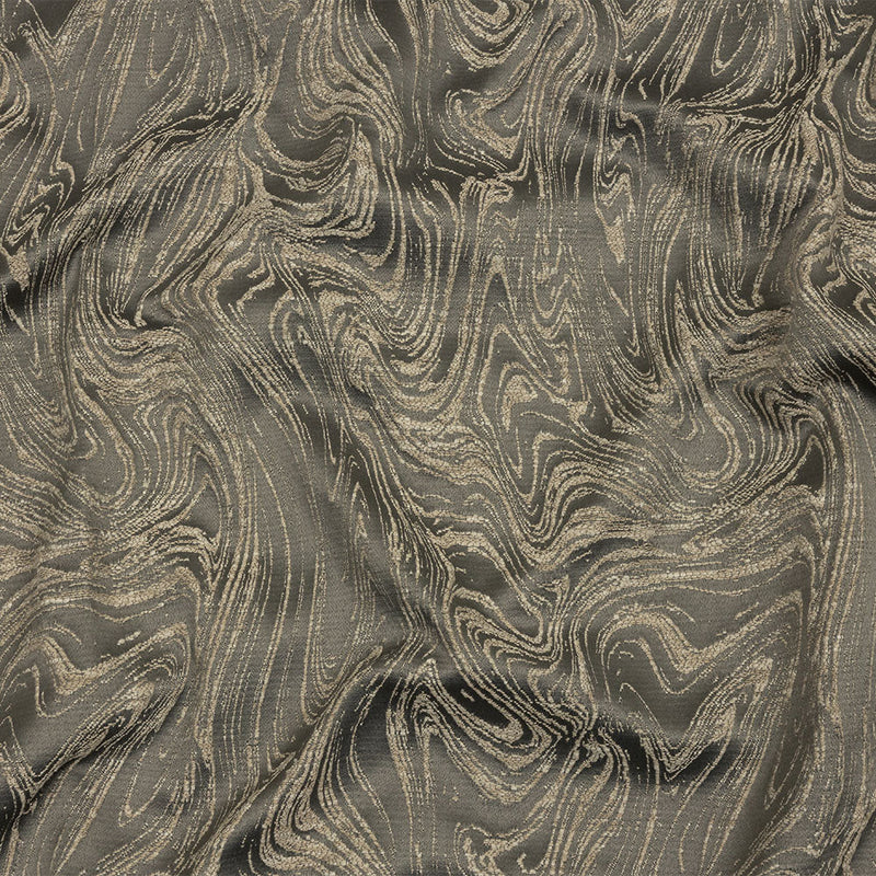 Cotton and Recycled Polyester Drapery Jacquard - Mole Marbled Lines - British Imported