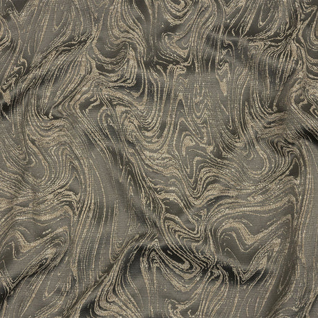Cotton and Recycled Polyester Drapery Jacquard - Mole Marbled Lines - British Imported