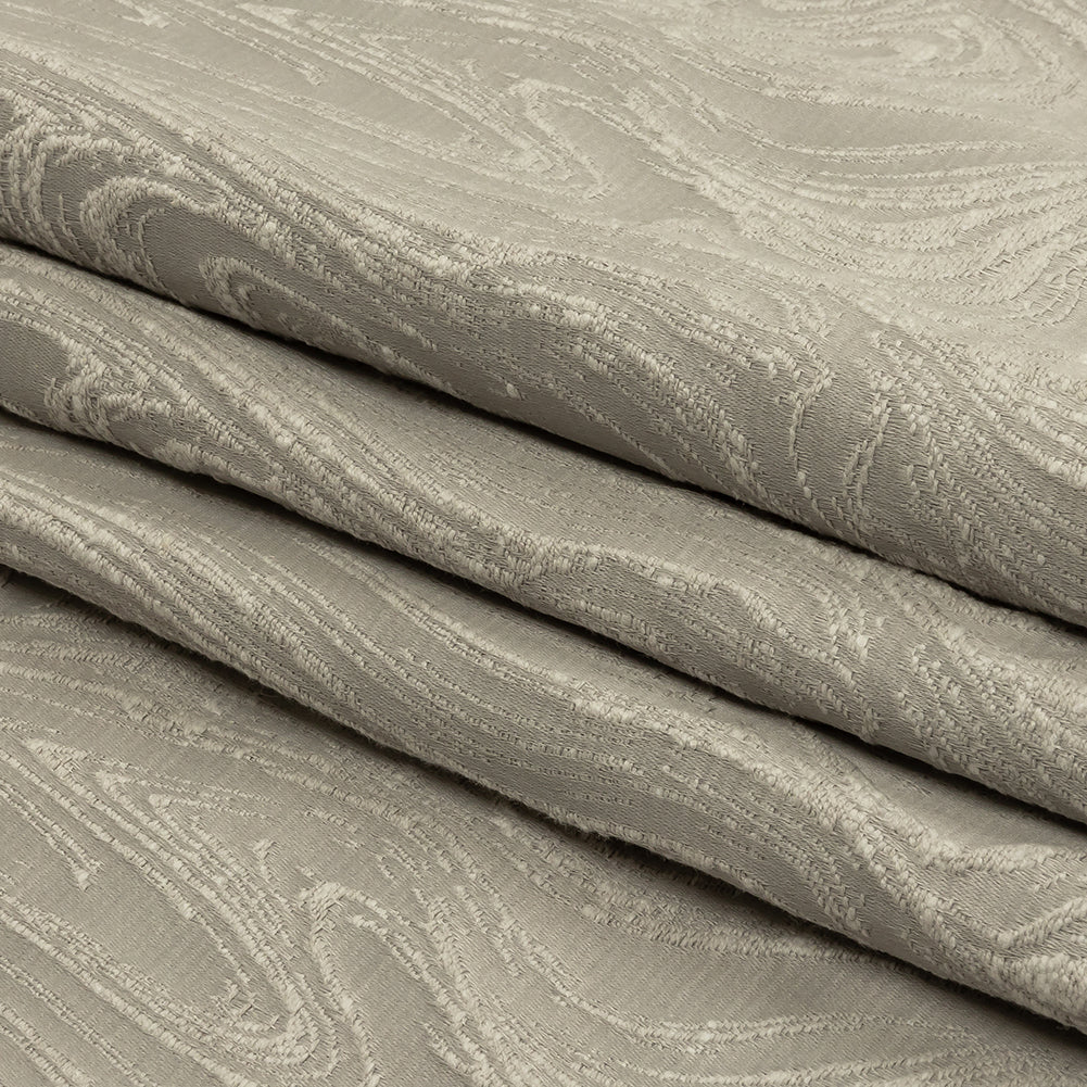 Cotton and Recycled Polyester Drapery Jacquard - Silver Marbled Lines - British Imported