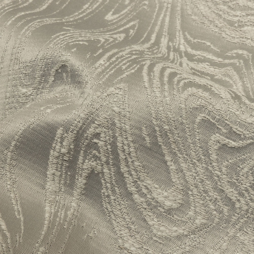 Cotton and Recycled Polyester Drapery Jacquard - Silver Marbled Lines - British Imported