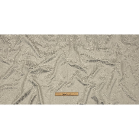 Cotton and Recycled Polyester Drapery Jacquard - Silver Marbled Lines - British Imported