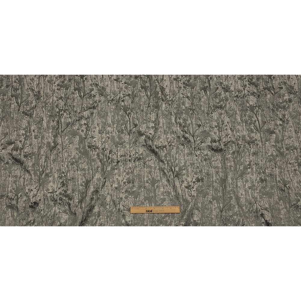 Cotton and Recycled Polyester Drapery Jacquard - Graphite Misty Foliage - British Imported