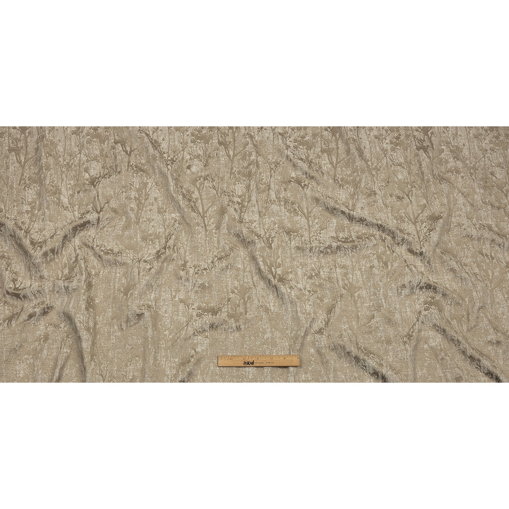 Cotton and Recycled Polyester Drapery Jacquard - Latte Misty Foliage - British Imported