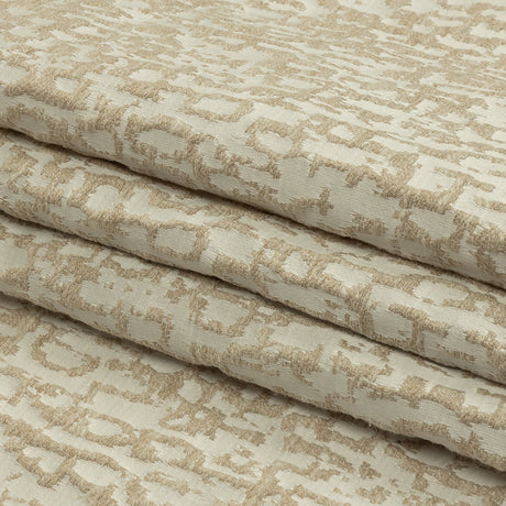 Cotton and Recycled Polyester Drapery Jacquard - Champagne Bark-Like Abstract - British Imported