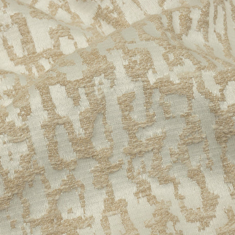 Cotton and Recycled Polyester Drapery Jacquard - Champagne Bark-Like Abstract - British Imported