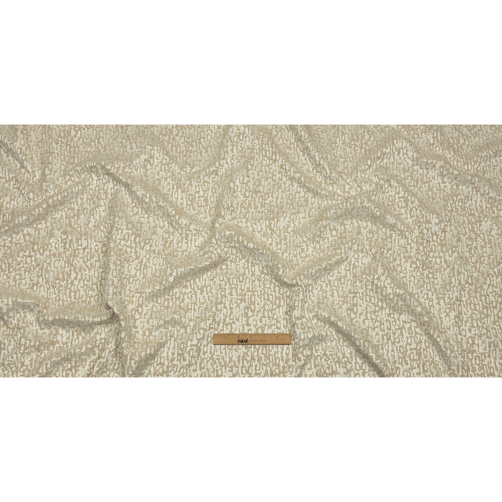 Cotton and Recycled Polyester Drapery Jacquard - Champagne Bark-Like Abstract - British Imported
