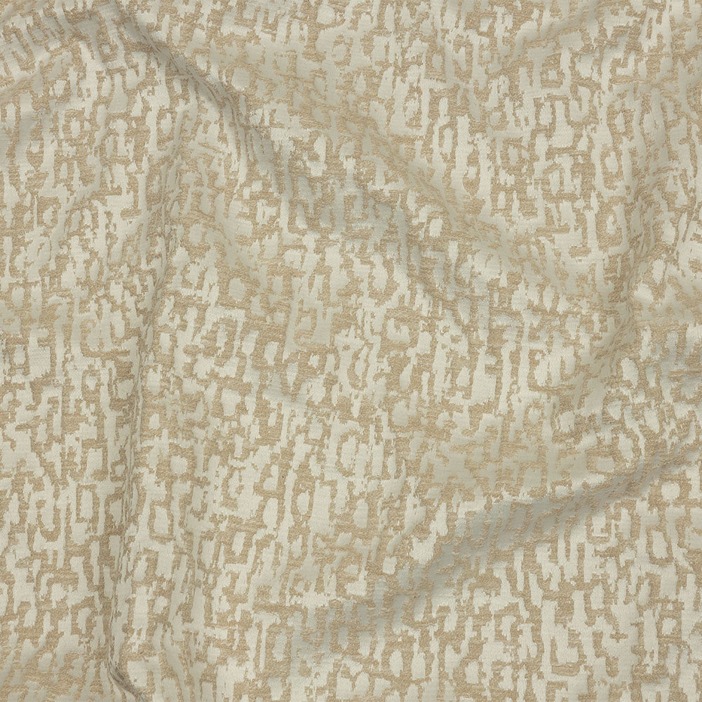 Cotton and Recycled Polyester Drapery Jacquard - Champagne Bark-Like Abstract - British Imported
